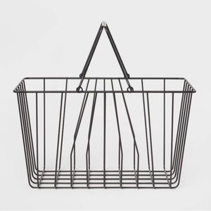NWT New Target Room Essentials metal Caddy Tote Storage Basket. Black.